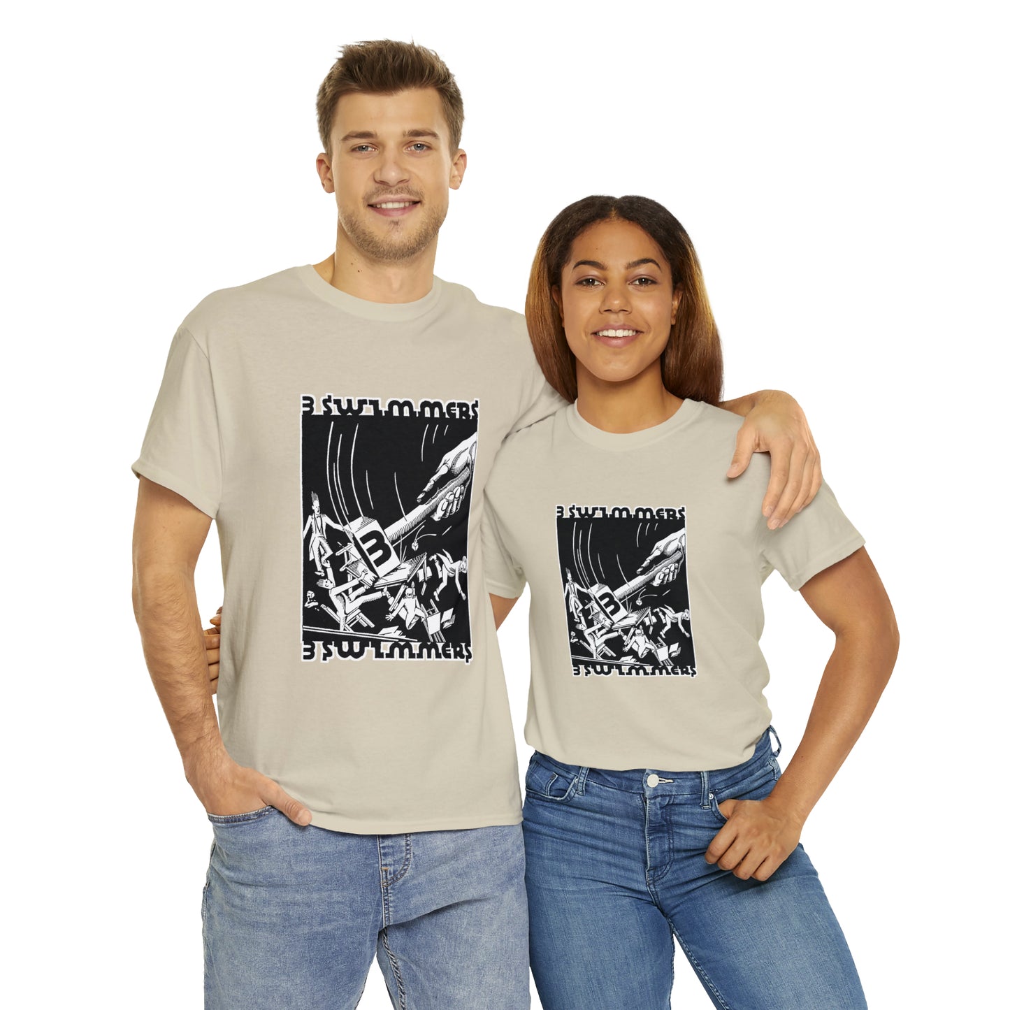 THREE SWIMMERS Unisex  Cotton T-Shirt