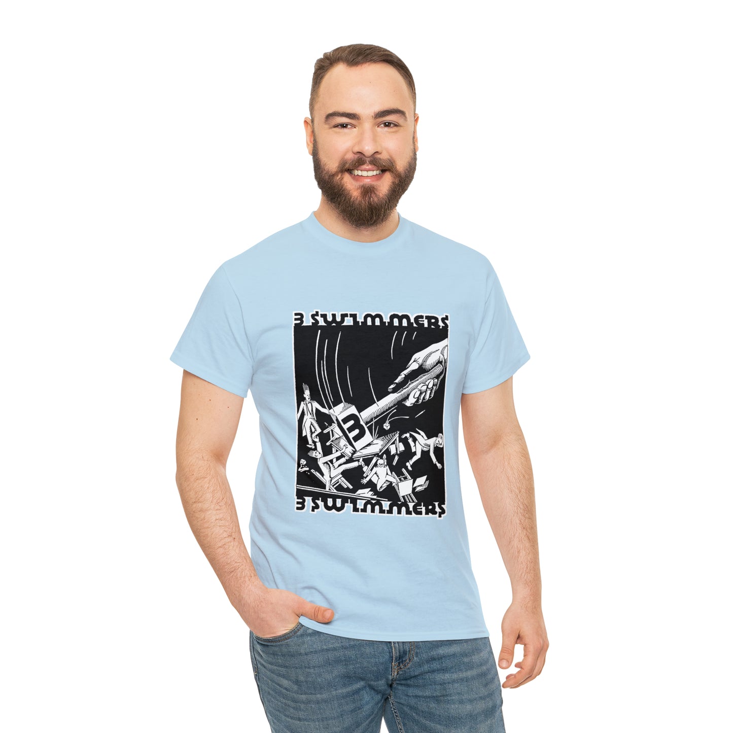 THREE SWIMMERS Hammer of Economic Equality Cotton T-Shirt