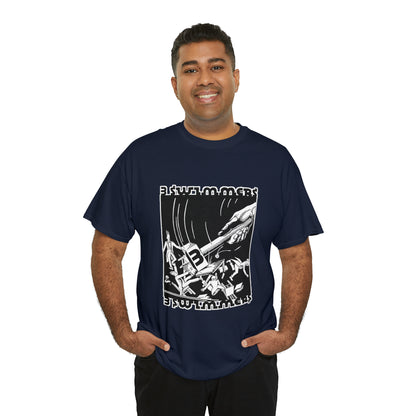 THREE SWIMMERS Hammer of Economic Equality Cotton T-Shirt