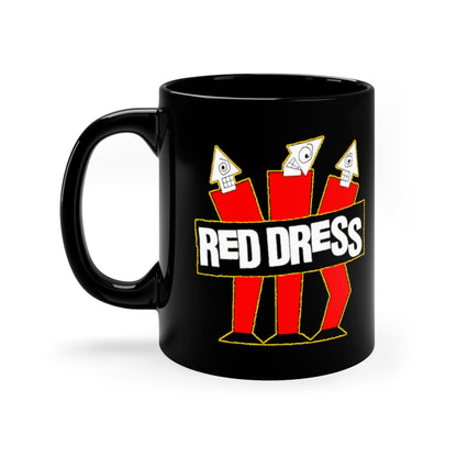 RED DRESS Black Ceramic Mug