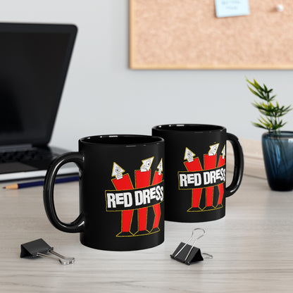 RED DRESS Black Ceramic Mug